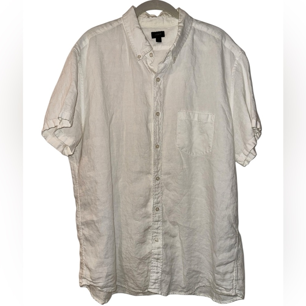 Men’s J.Crew 100% Linen White Button Up Size XL